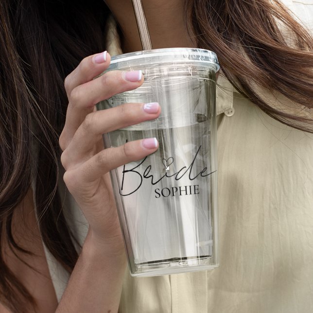 Verre En Acrylique Mariée Minimaliste Design | Cadeau avec Nom Person (Créateur téléchargé)