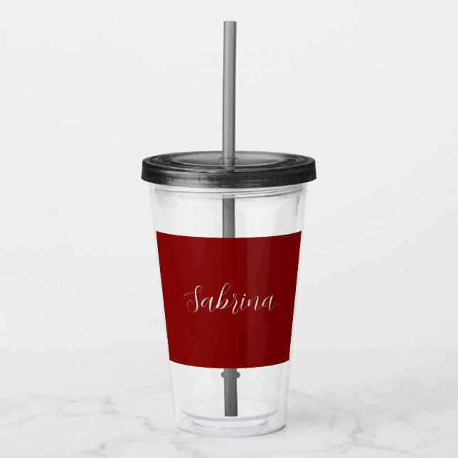 Verre En Acrylique Maroon Dark Red Professional Calligraphy Ajouter u (Devant)