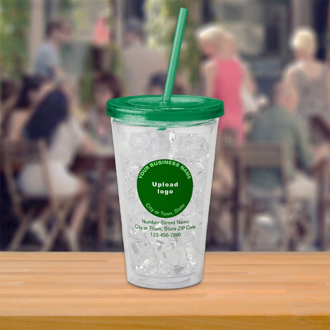 Verre En Acrylique Marque d'affaires ronde verte sur caisson acryliqu (Green round business brand on acrylic tumbler)