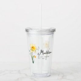 Verre En Acrylique Mars Mois de naissance Daffodique Fleur Personnali