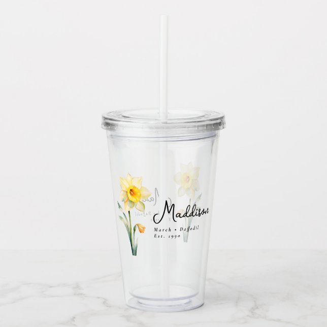Verre En Acrylique Mars Mois de naissance Daffodique Fleur Personnali (Devant)