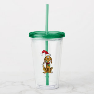 Verre En Acrylique Max le chien avec un chapeau de Père Noël