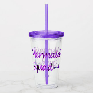Verre En Acrylique Mermaid Squad queue violette sur bac acrylique