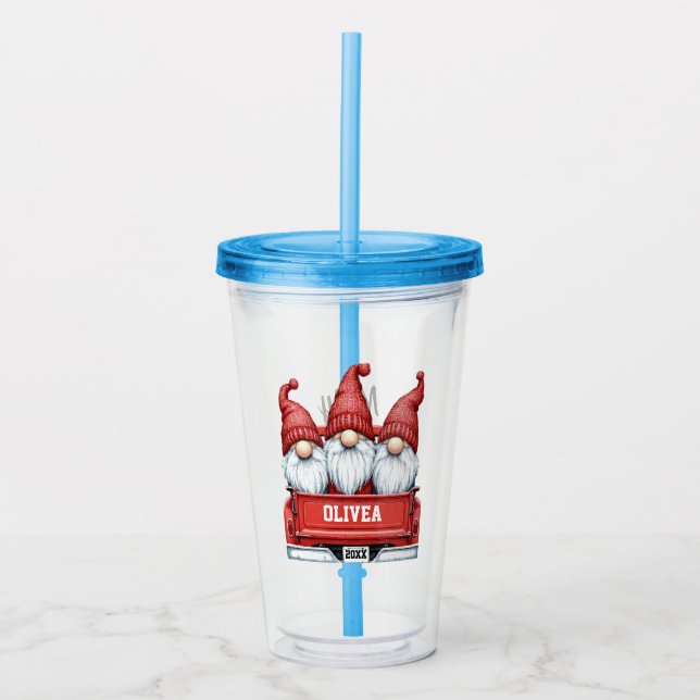 Verre En Acrylique Merry Christmas Gnomes in Truck (Devant)