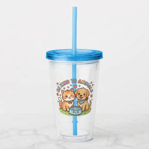 Verre En Acrylique Mignon Kawaii Soyez gentil envers les animaux Auto