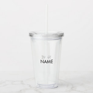 Verre En Acrylique Mini noir nom personnalisé texte monogramme clair