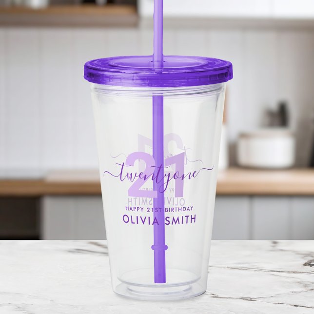 Verre En Acrylique Moderne Elégant Purple 21e anniversaire (Créateur téléchargé)