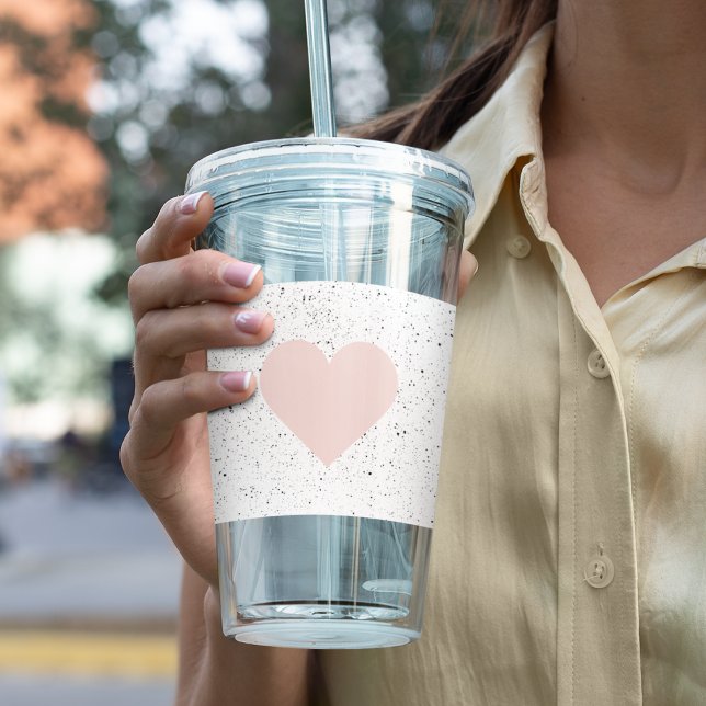 Verre En Acrylique Moderne Pastel Rose & Coeur Beau Cadeau (Créateur téléchargé)