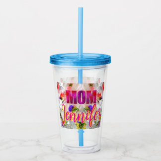 Verre En Acrylique 'Mom-Boss-Fire' – Diseño floral en cubos
