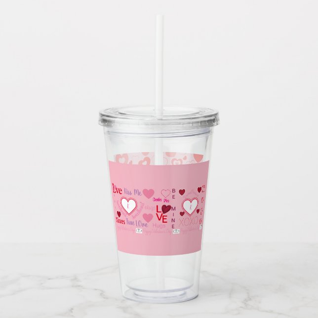 Verre En Acrylique Monogramme de la Saint Valentin partout - (Devant)