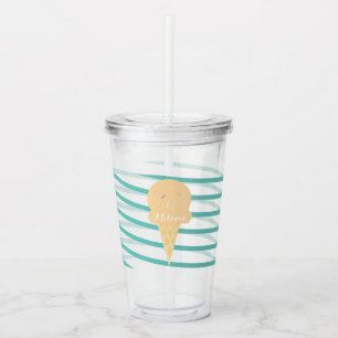 Verre En Acrylique Monogramme des rayures de crème glacée de ruban