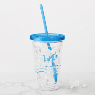 Verre En Acrylique Monogramme des vagues bleues