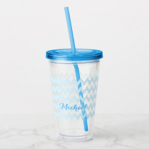 Verre En Acrylique Monogramme élégant Motif bleu personnalisé moderne