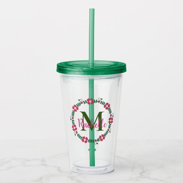 Verre En Acrylique Monogramme floral (Devant)