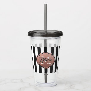 Verre En Acrylique Monogramme noir et blanc