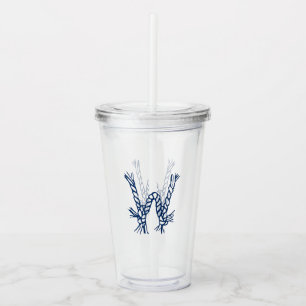 Verre En Acrylique Monogramme personnalisé bleu blanc