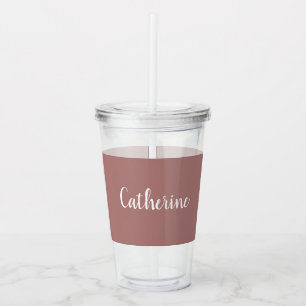 Verre En Acrylique Monogramme personnalisé, rose rose profonde et pou