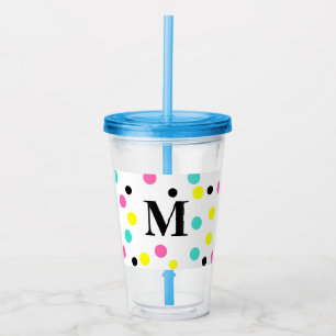Verre En Acrylique Monogramme rose jaune Pois