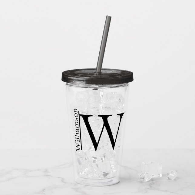 Verre En Acrylique Monogramme simple personnalisé (Dos glace)