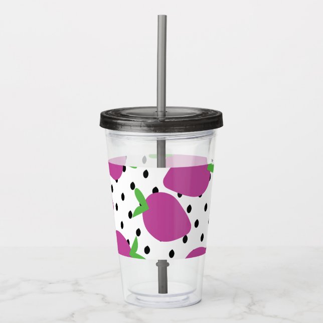Verre En Acrylique Motif Abstrait moderne de fraises (Devant)