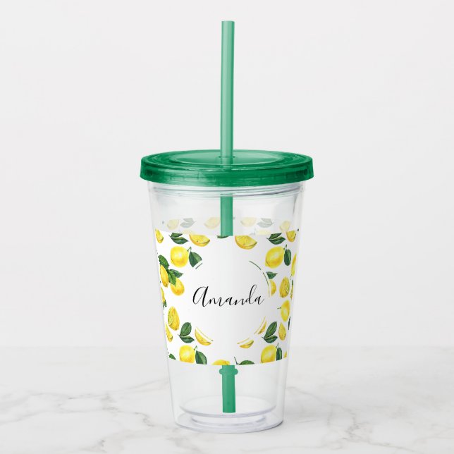Verre En Acrylique Motif de fruits aux citrons jaunes (Devant)