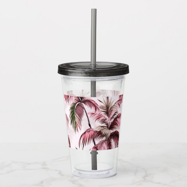 Verre En Acrylique Motif de palme Ethereales rosé (Devant)