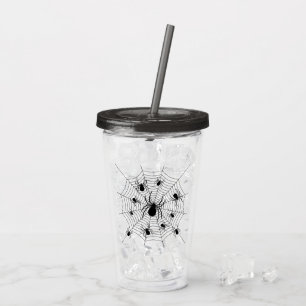 Verre En Acrylique Motif d'Halloween Black White araignées