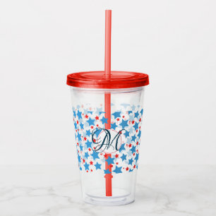 Verre En Acrylique Motif Étoiles Patriotiques Monogramme Personnalisé