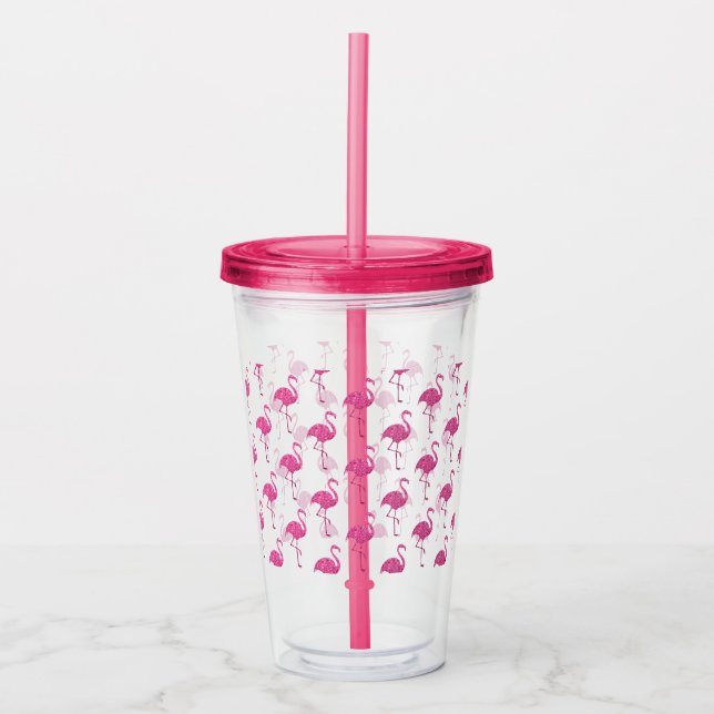 Verre En Acrylique Motif rose tropical de Flamants roses (Devant)