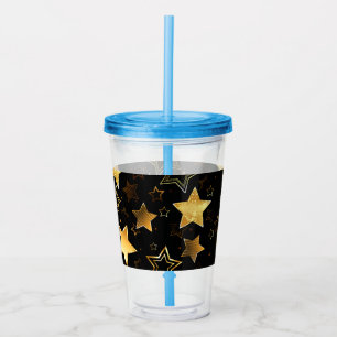 Verre En Acrylique Motif sans couture avec étoiles d'or