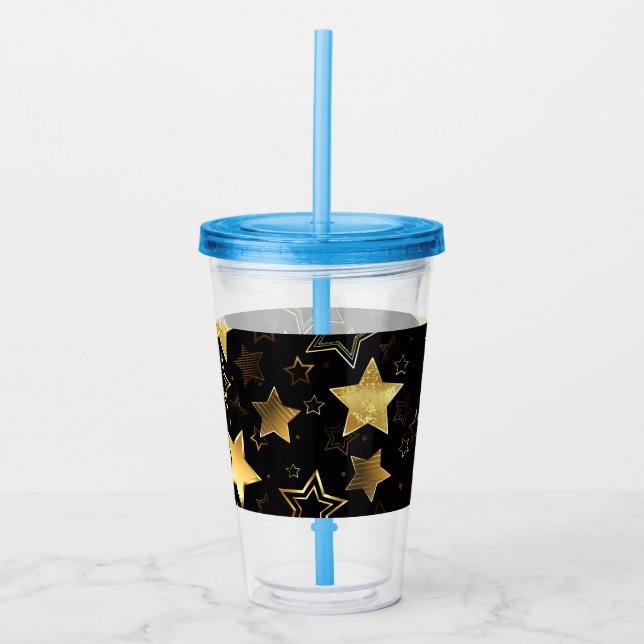 Verre En Acrylique Motif sans couture avec étoiles d'or (Devant)
