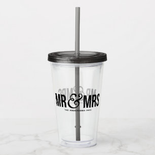 Verre En Acrylique Mr & Mrs Mariage Personnalisé Faveur