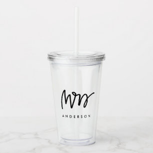 Verre En Acrylique Mrs personnalisé écrit à la main