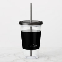 Noir Blanc Moderne Minimaliste Élégant Monogramme