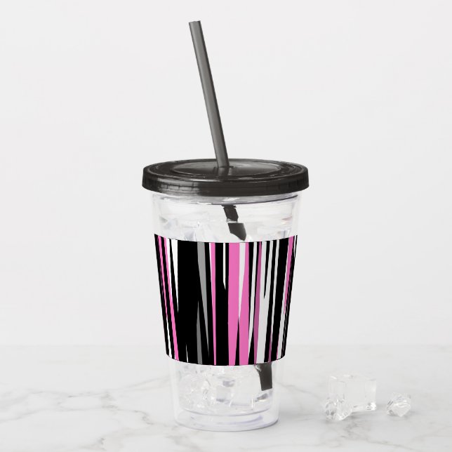 Verre En Acrylique Noir rose et blanc Abstrait (Devant glace)