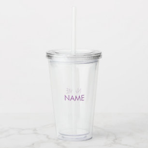 Verre En Acrylique Nom de la Personnaliser, texte minimaliste lavande