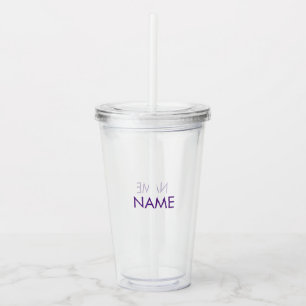 Verre En Acrylique Nom de la Personnaliser, texte minimaliste violet 