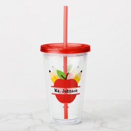 Verre En Acrylique Nom de l'enseignant Pomme personnalisée