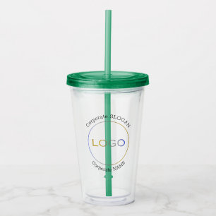 Verre En Acrylique Nom de l'entreprise Logo Slogan Elegant Promotion