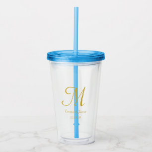 Verre En Acrylique Nom du monogramme de script or mou personnalisé 