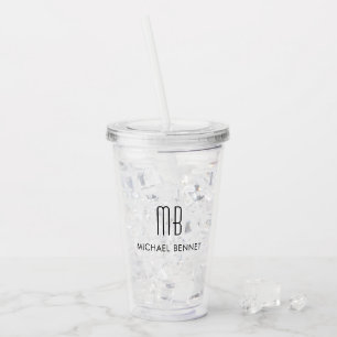 Verre En Acrylique Nom du monogramme élégant moderne