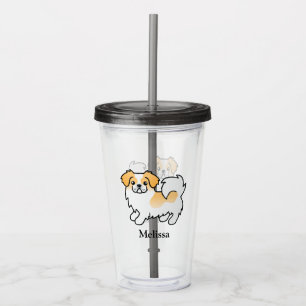 Verre En Acrylique Nom et nom du chien mignon d'espagne tibétain de P