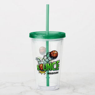 Verre En Acrylique Nom personnalisé BOUNCE Basketball tumblards