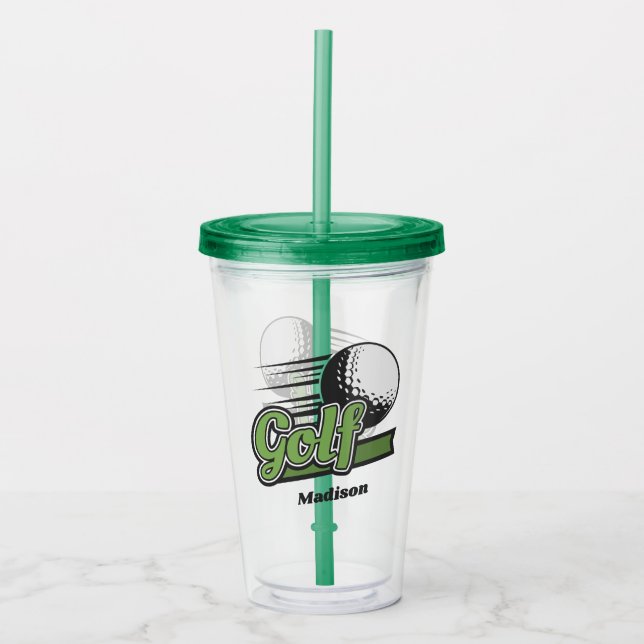 Verre En Acrylique Nom personnalisé Golf (Devant)