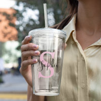 Nom personnalisé moderne Monogramme rose