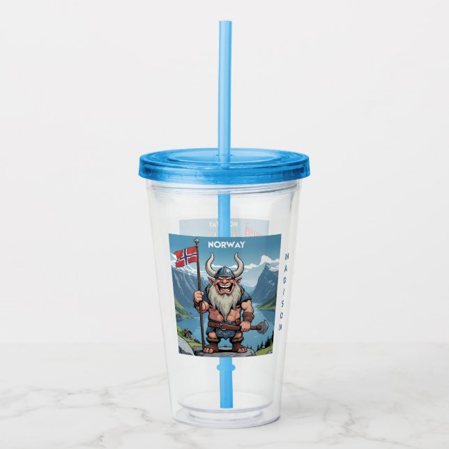 Verre En Acrylique Nom personnalisé Norwegian Troll (Devant)