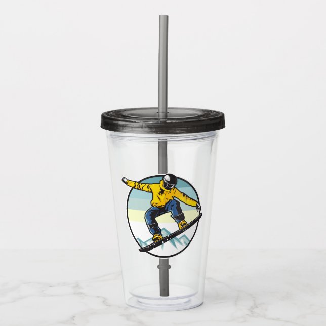 Verre En Acrylique Nom personnalisé SNOWBOARDER (Devant)