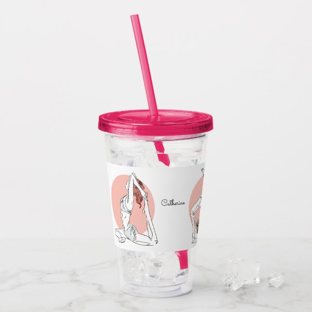 Verre En Acrylique Nom personnalisé Yoga Woman tumblings (Devant glace)