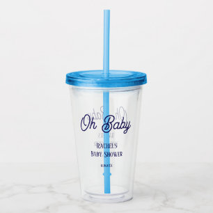 Verre En Acrylique Oh Baby Baby shower Navy Blue Script Cadeau Favori