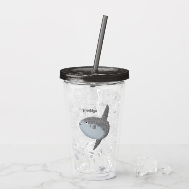 Verre En Acrylique Oiseau de mer mola mola mignonne caricature (Dos glace)